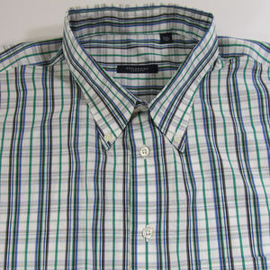 Burberry Mens XXL Striped Plaid Button Down Shirt